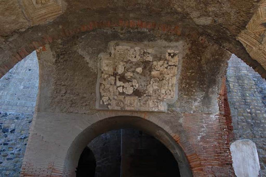 Herculaneum, May 2011. Looking towards vaulted ceiling of arch leading to the east side of the Augusteum, also known as the Basilica.
Photo courtesy of Nicolas Monteix.